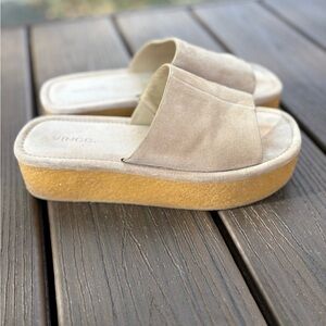 Vince Cream Platform Slide Sandals